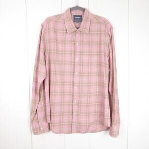 Bonobos Linen Blend Button Up Shirt Mens SZ L Long Plaid Slim Fit Long Sleeve